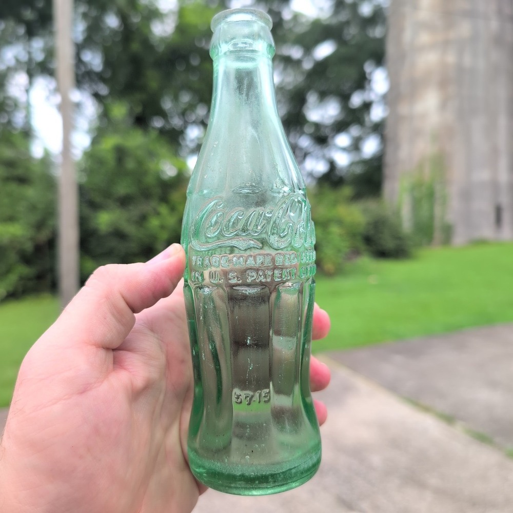 Vintage Coca-Cola Anniston Alabama 1957 Hobbleskirt 6oz Green Glass Coke Bottle - Picture 1 of 3